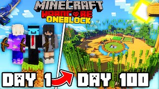 We Survived 100 Days on ONE BLOCK in Minecraft Hardcore [upl. by Llennej]