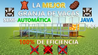 GRANJA de Vacas SIN BOTÓN NI DISPENSADOR SemiAutomática Minecraft Java 121 ENG Sub [upl. by Lilia730]