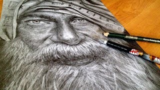 Hyperrealism The Old Man Drawing Tutorial by Dinesh Chakravarthy [upl. by Jade433]