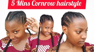 Simple 5mins cornrow hairstyle on short natural hair natural hairstyle ideas tutorials youtube [upl. by Guenna]