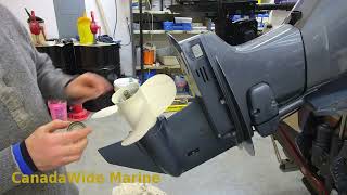 How to Install a propeller on a Yamaha Outboard Motor [upl. by Wilkins395]