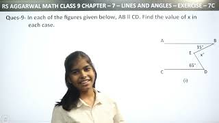 Q7 to 9 Ex  7C  Ch  7  Lines and Angles  RS Aggarwal Math class 9  RN Glory [upl. by Morell80]