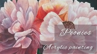 Peonies🌺  Acrylic Painting [upl. by Teplitz]