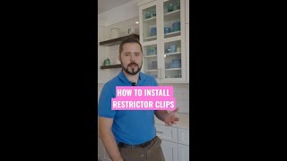 How to install restrictor clips to prevent cabinet door damage nontoxiccabinetry shorts kitchen [upl. by Hollie]