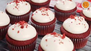 BEST Red Velvet Cupcake Recipe with Cream cheese Frosting  Ep 122  Mortar and Pastry [upl. by Nallid]