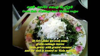 01 Village Gowa Kola Cabbage leaf  Mallum recipe [upl. by Filide]