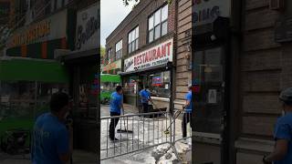 Washing The Street In Front Of Gottlieb’s Restaurant In Williamsburg Ahead Of Donald Trump’s Visit [upl. by Misty645]