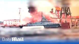 Putin’s newest warship destroyed by Ukraines Storm Shadow missiles in Crimea [upl. by Samy787]