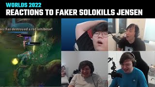 Compilation Casters and Streamers reaction to Faker solokills Jensen  Worlds 2022  T1 vs C9 [upl. by Enyedy]