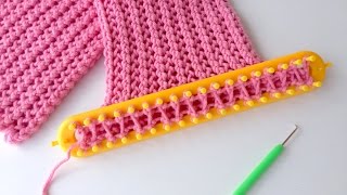 How to Loom Knit a Cowl  Scarf in a kind of Honeycomb Stitch DIY Tutorial [upl. by Kcirtap]