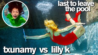 24 Hour LAST TO LEAVE POOL Challenge ft Lilly K vs Txunamy [upl. by David]