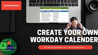 Workday reminder in excel  MS excel calendar  Dynamic Calendar with Just one Formula  msexcel [upl. by Barbara]