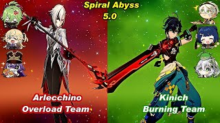 50 C0 Arlecchino Overload Team amp C0 Kinich Burning Team Spiral Abyss Floor 12 Full StarF2P [upl. by Parke]