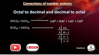 Octal to Decimal amp Decimal to Octal Conversion  Number system conversions [upl. by Anaela]