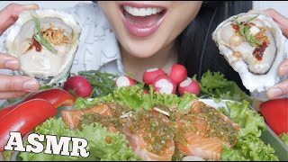 ASMR SPICY RAW OYSTER  SALMON SASHIMI EATING SOUNDS NO TALKING  SASASMR [upl. by Preiser]