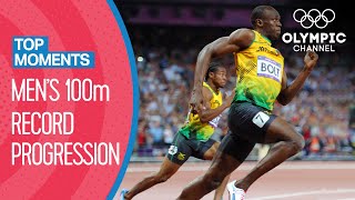 All Mens 100m Olympic Records  Top Moments [upl. by Wj777]