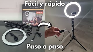 ✅️ Como armar un aro de luz LED con trípode PASO A PASO [upl. by Ramej537]