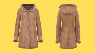 Infinity Leather Womens Elegant Brown Tan Hooded Suede Merino Shearling Sheepskin Jacket Coat [upl. by Tinaret]