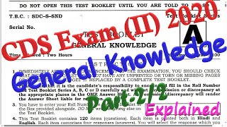 CDS Exam II 2020GK 2  cds previous year question paper cds pyq Explained cds nda upsc [upl. by Yessac]