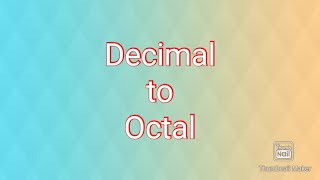 Convert decimal to octal in Tamil [upl. by Neelehtak]