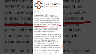 Blue Cloud Softech share latest news 🚀🚀 [upl. by Bob]