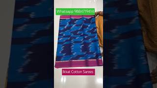 Ikkat Cotton Sarees  100 Count Sarees with Running blouse trendzapparels [upl. by Dunstan]