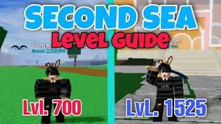 Second Sea Leveling Guide  BloxFruits [upl. by Nelli]