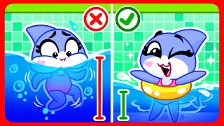 Reglas de seguridad para niños en la piscina 💦 Parque acuático para niños 💦 Dibujos animados [upl. by Ahsiener]