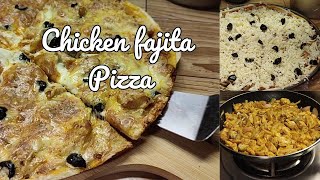 Chicken fajita pizza recipe  home made pizza dough  how to make pizza at home [upl. by Erdnael]