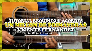 Tutorial  Un millón de primaveras  Vicente Fernandez  Requinto  Acordes  TABS [upl. by Barde346]