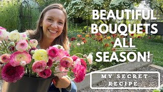 Seasonal Bouquet Recipes to make Succession Planting EASY Growing Cut Flowers for Profit [upl. by Liliane111]