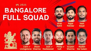 IPL 2025  Royal Challengers Bengaluru Full Squad  IPL 2025 RCB Final Squad  RCB Full Squad [upl. by Gray]