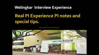 welingkar Interview  We school PI  welingkar PGDM real PI experience 2022 [upl. by Natiha704]