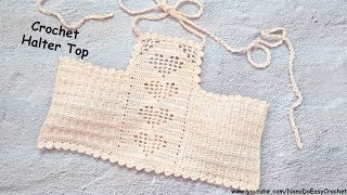 Easy Crochet for Summer Crochet Halter Top 02 [upl. by Elleuqram]