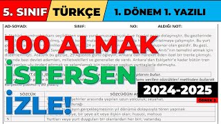 5 Sınıf Türkçe 1 Dönem 1 Yazılı  2024 2025  Örnek 2 [upl. by Ennagroeg]