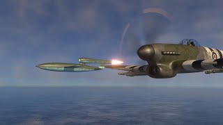 RAF Hawker Typhoon takes down V1 flying bomb doodlebug  Blender 33 [upl. by Ahsinit]