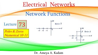 Lecture 73 Network Functions Poles and Zeros Numerical 1011 [upl. by Elleirua]