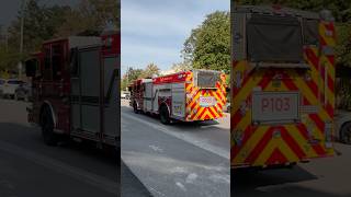 New Mississauga Fire Truck P103 Leaving the Widdicombe Way Mississauga [upl. by Nilatak620]