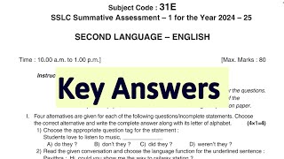 SSLC Midterm Exam Key Answers 2024 Second Language English 31E SSLC 10TH CLASS Karnataka [upl. by Landing855]