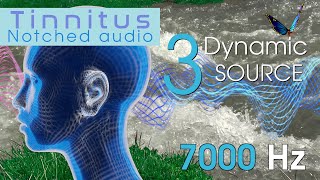 Tinnitus Sound Therapy Natural 7000 Hz Notched Audio with 3 Dynamic Sound Sources [upl. by Jennee]