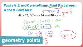 Geometry Points Segment Addition Postulate Example 2 [upl. by Ellatnahc]