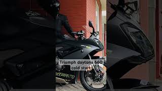 Triumph Daytona 660 cold start and stock exhaust sound daytona660 triumph [upl. by Neellek]