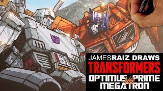 DRAWING TRANSFORMERS OPTIMUS PRIME vs MEGATRON [upl. by Alliehs]