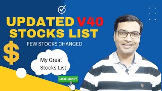 Updated V40 Stocks List  Vivek Singhal  Great stocks for long term investment [upl. by Anauqal]