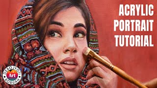 Acrylic Portrait Painting Tutorial  Portrait Painting for Beginners on Canvas by Debojyoti Boruah [upl. by Annodam]