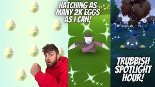 ✨Trubbish Spotlight Hour In Pokemon Go Hatching As Many Shiny Boosted Eggs As I Can and More✨ [upl. by Church]