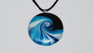 Swirled Polymer Clay Pendant  Ocean Wave [upl. by Delwyn]