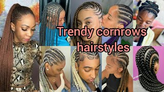 Trendy cornrows hairstyles for black women  Cornrows braids hairstyles Cornrows hairstyles 2024 [upl. by Docila]