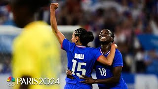 France survive Colombia scare with 32 win to kick off Paris Olympics tournament  NBC Sports [upl. by Cattan150]