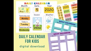 Kids Daily Calendar Childrens morning board Toddler Weather Chart [upl. by Clementi247]